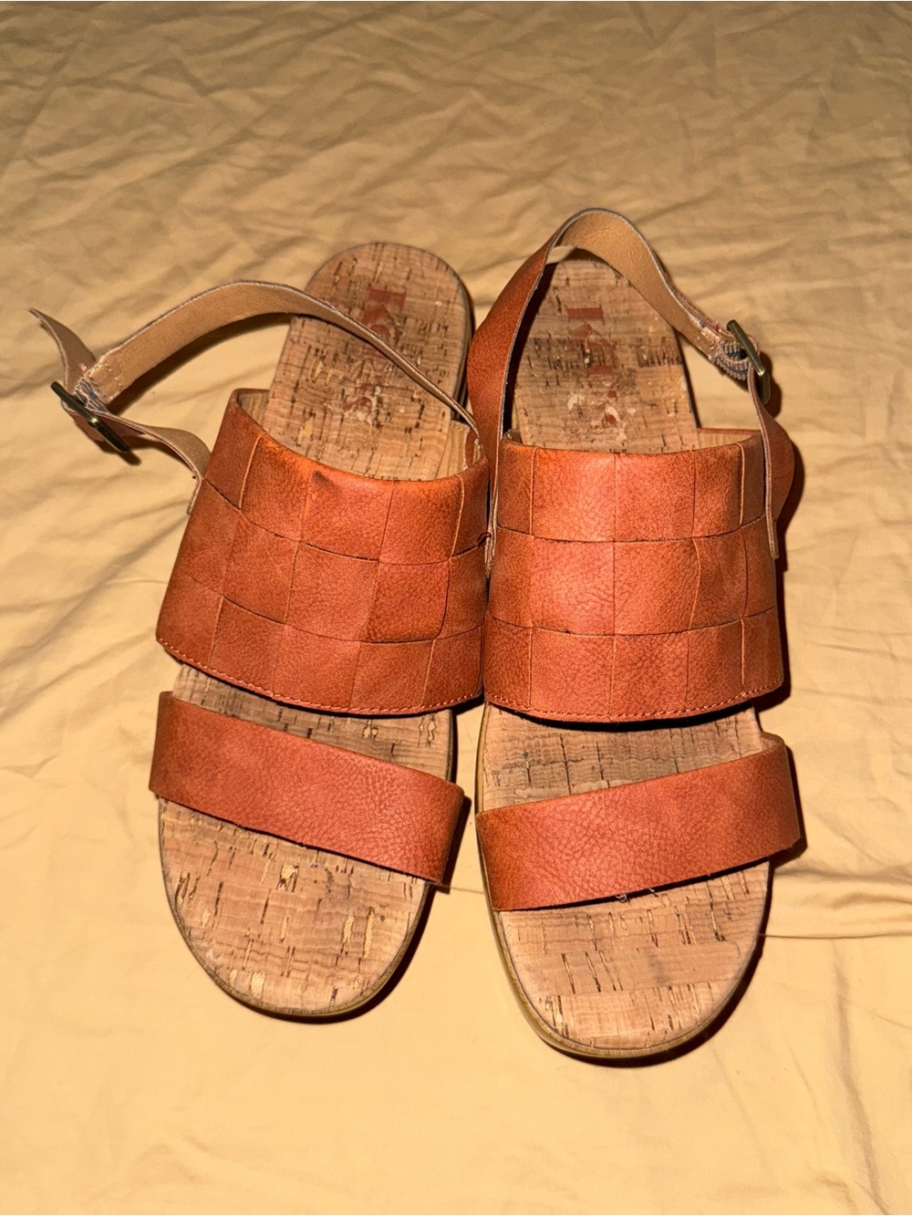 Kork EaseWomen's Tan Leather Basket Weave Slingback Sandals